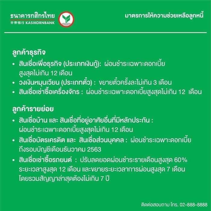 ข้อมูลการพักชำระหนี้ของธนาคารและการช่วยเหลือในช่วง Covid-19