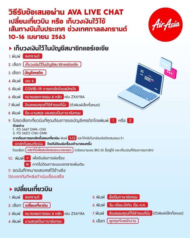 มาตรการคืน ตั๋วเครื่องบิน สำหรับคนจองตั๋วล่วงหน้าช่วงสงกรานต์