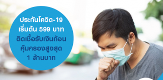ประกันโควิด-19 เริ่มต้น 599 บาท ติดเชื้อรับเงินก้อน คุ้มครองสูงสุด 1 ล้านบาท 